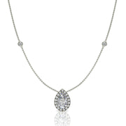 Pendentif diamant naturel poire et diamants naturels ronds 0.90 carat or blanc Carla